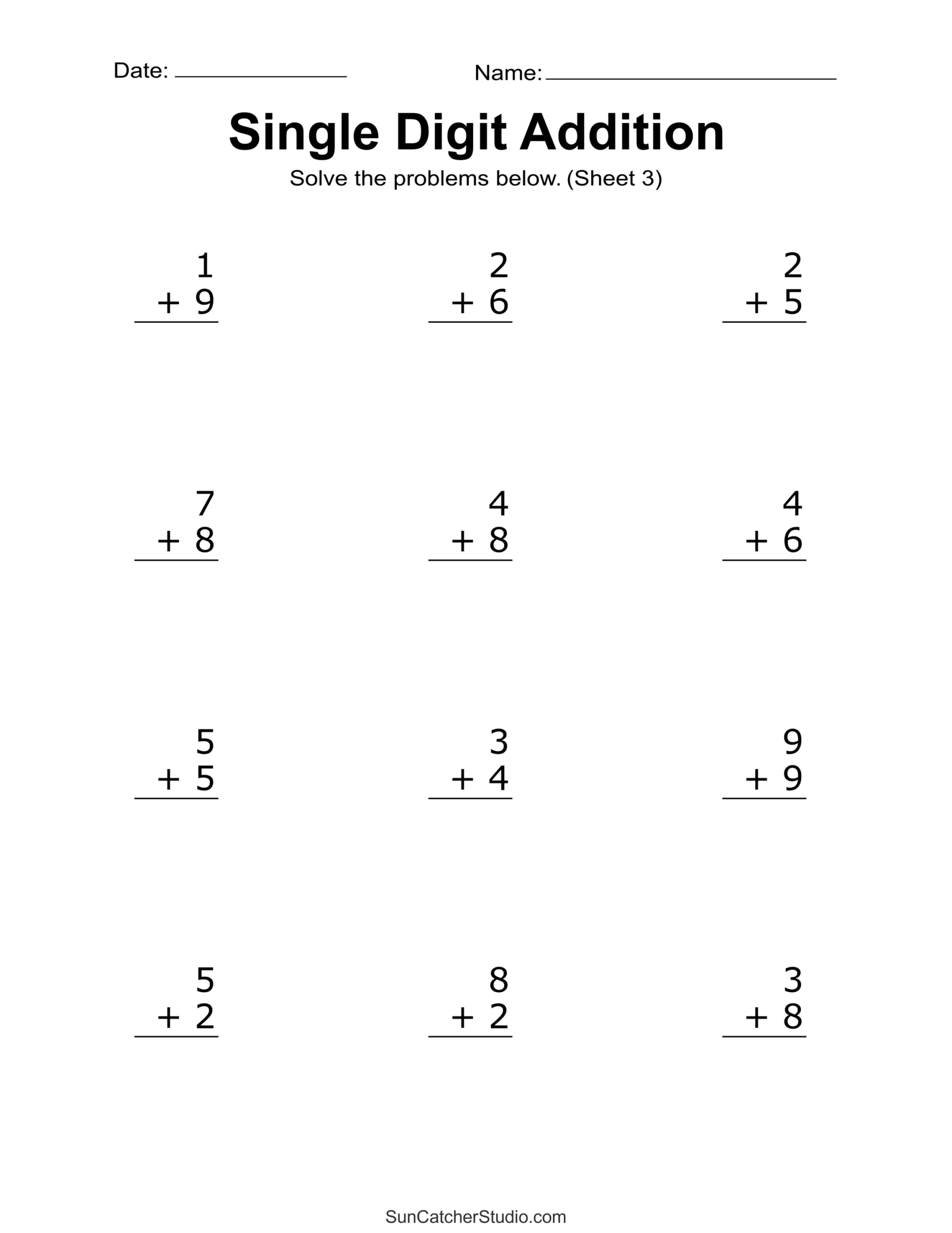 Free Math Addition Worksheets