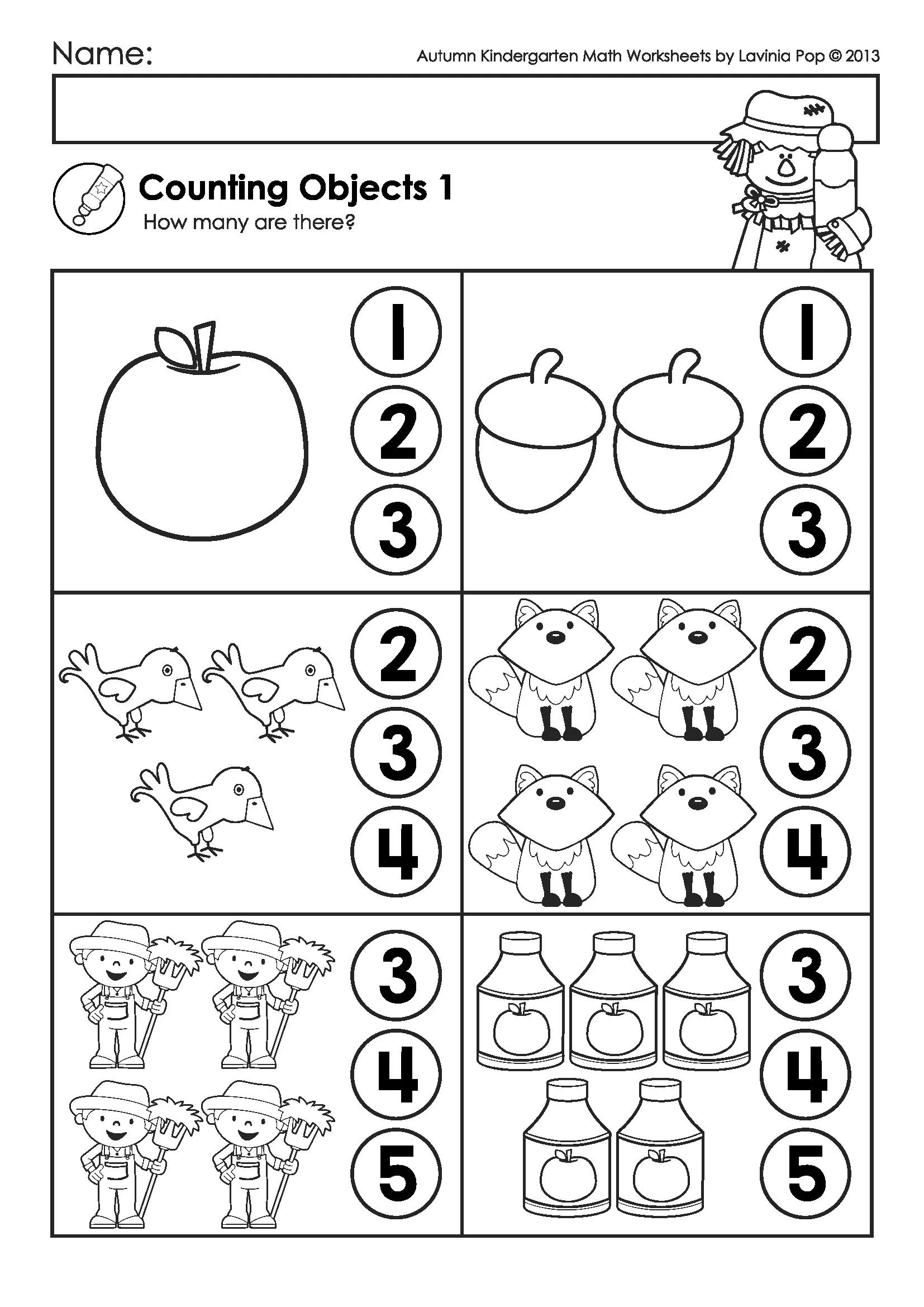 Autumn Fall Kindergarten Math Worksheets And Activities