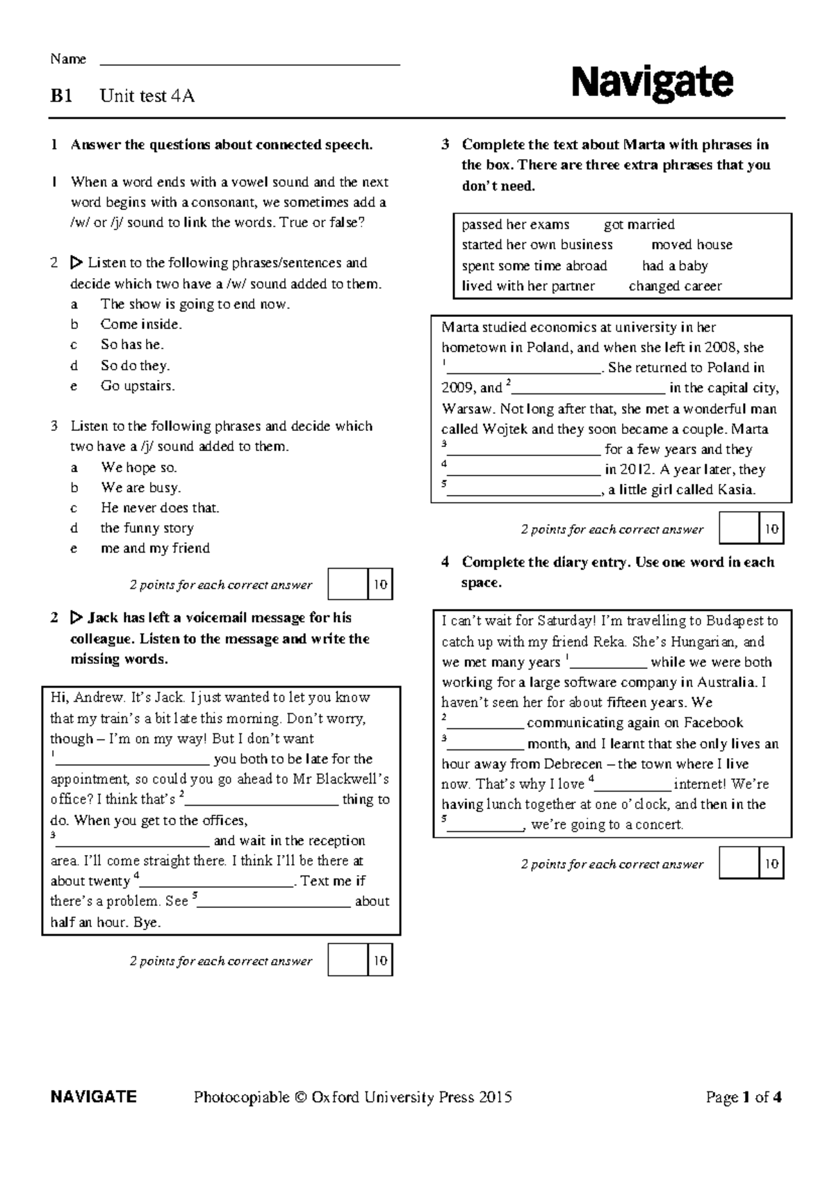 B1 Unit Test 4A Connected Speech Verb Forms Review Studocu B1 Unit Test 4A Connected Speech Verb Forms Review Studocu