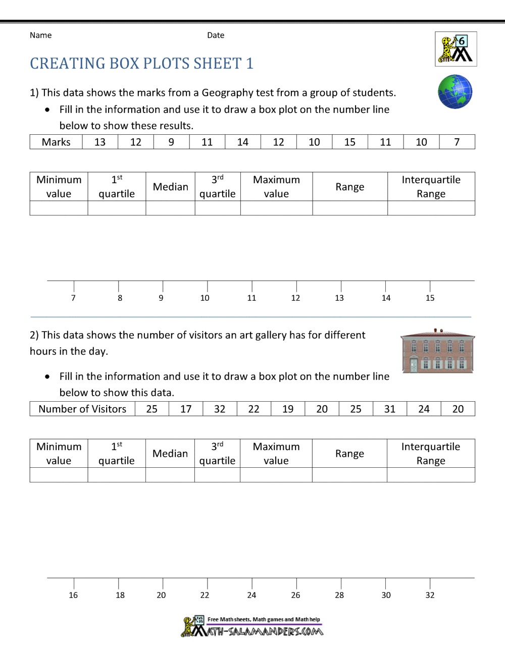 4 box math graph worksheet