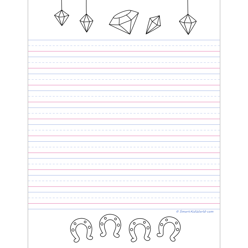 Decorative Primary Writing Paper 1 2 Inch Lines Crystals And Horseshoes SmartKidWorld