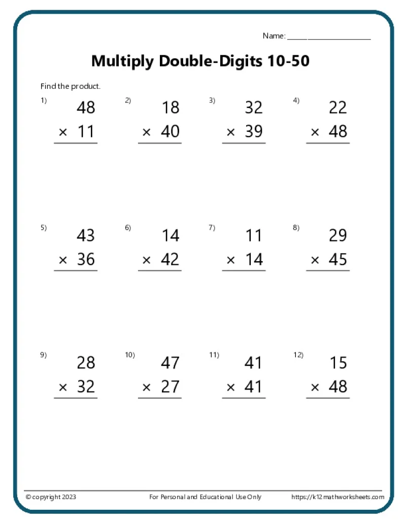 Multiplication By 2s Worksheet