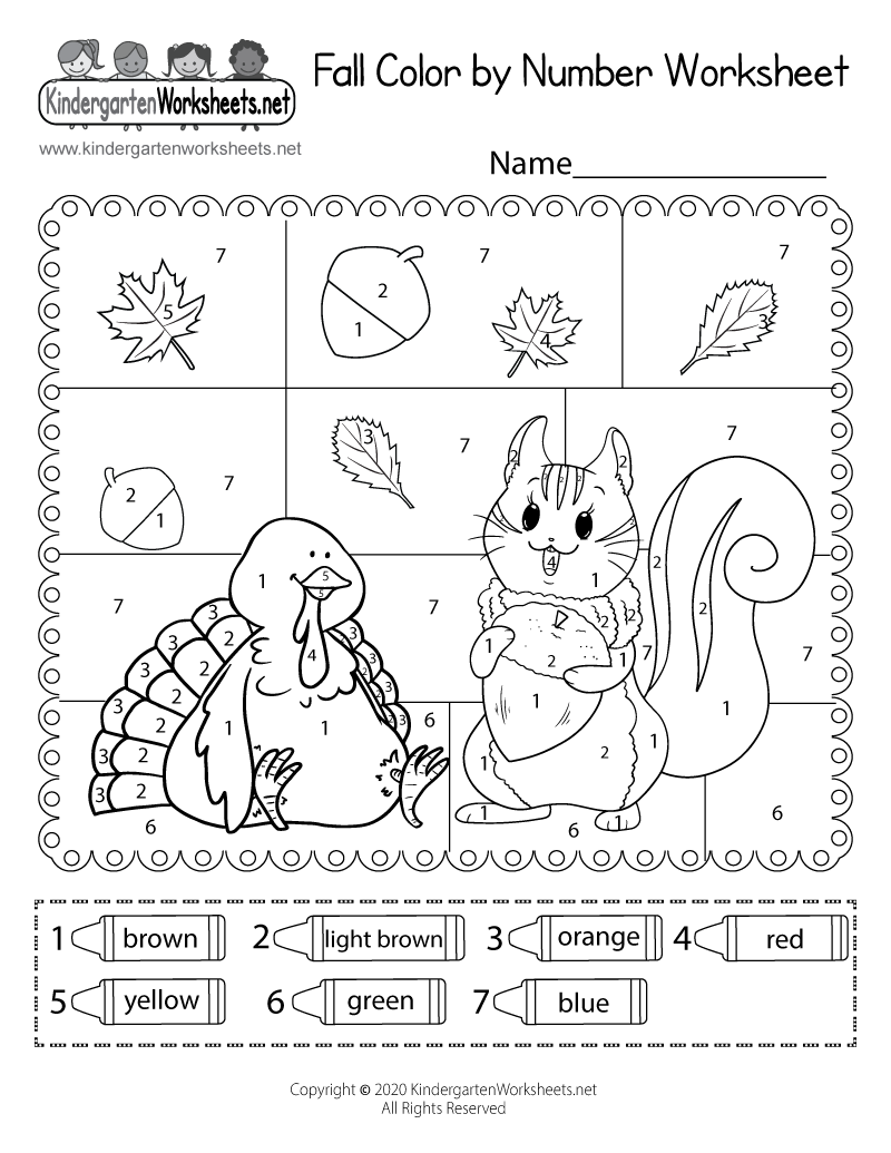 Fall Color By Number Worksheet Free Printable PDF