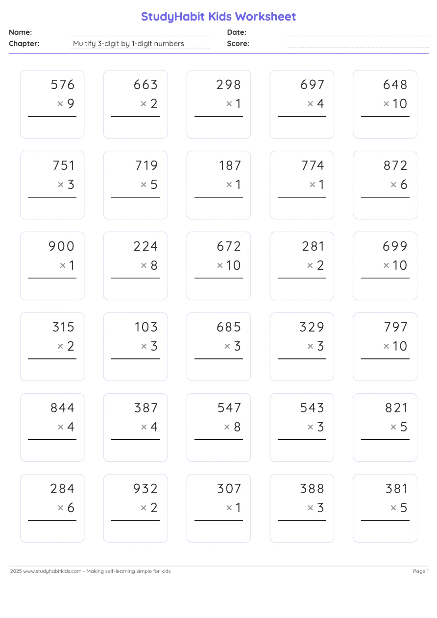 Fourth Grade Multiplication Worksheets Multify 3 digit By 1 digit Numbers Fourth Grade Multiplication Worksheets Multify 3 digit By 1 digit Numbers