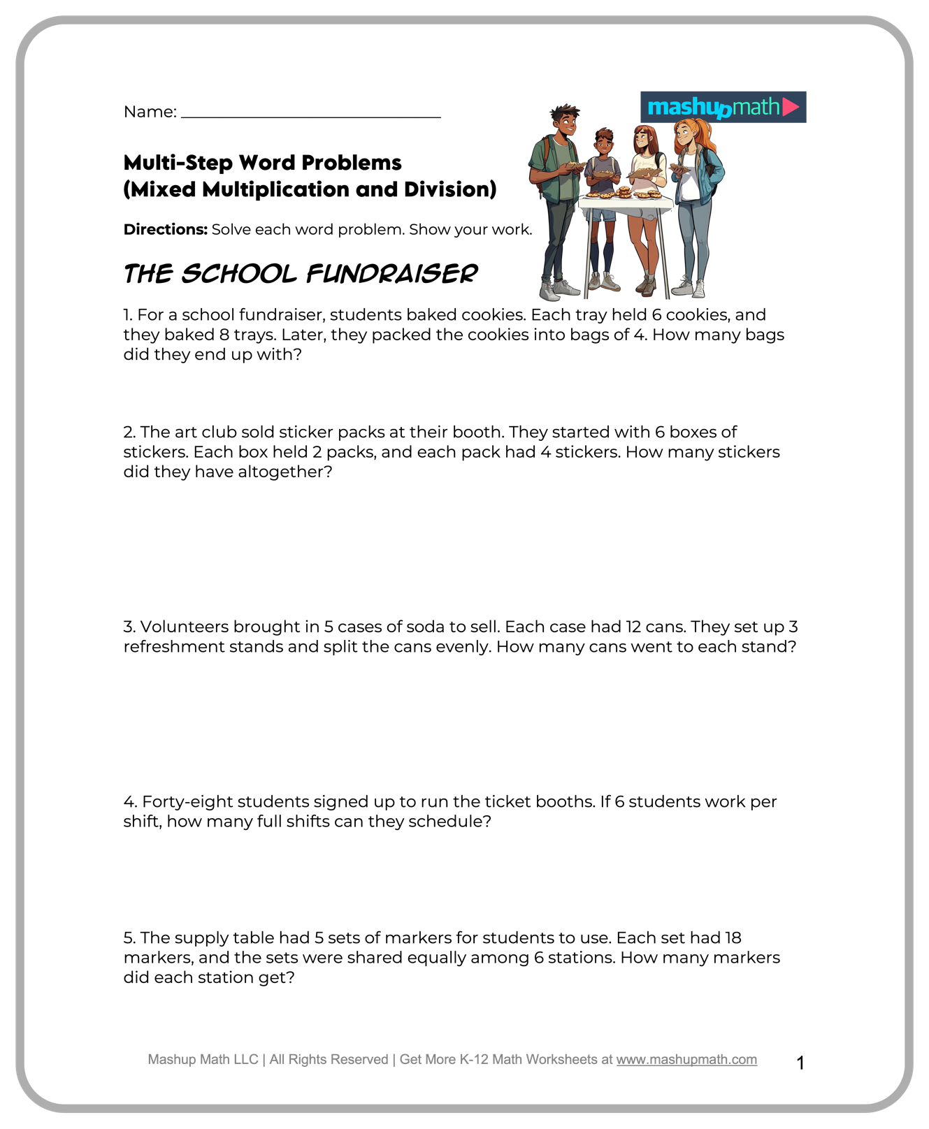 Free 6th Grade Math Worksheets Printable W Answers Mashup Math