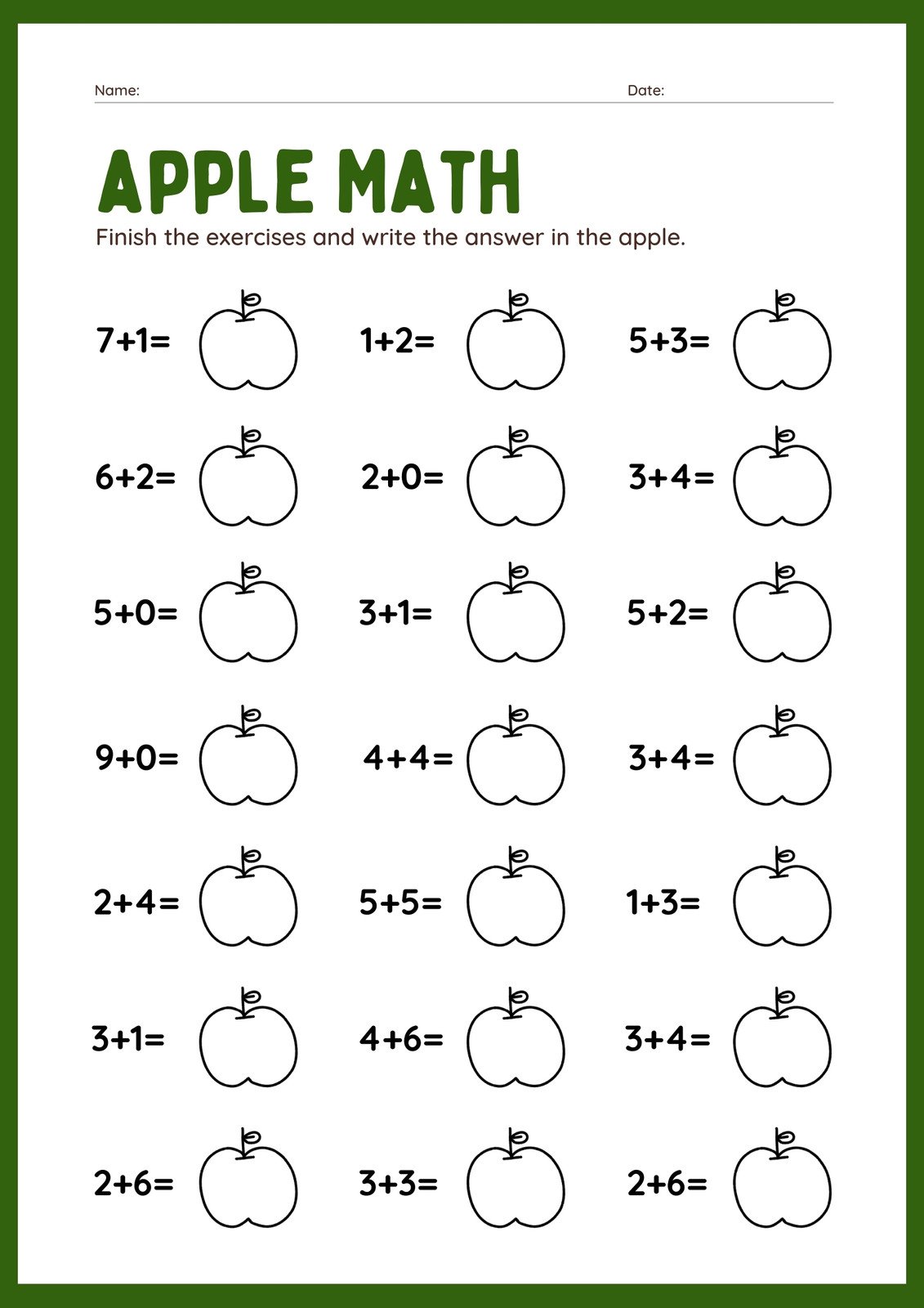 math for 1st graders printable