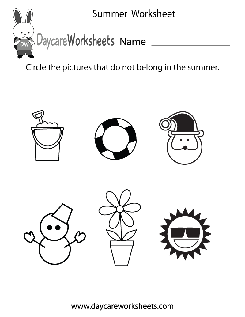 summer worksheets for kindergarten