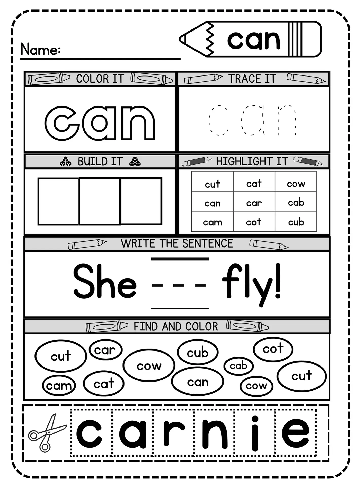 Free Printable Can Sight Word Worksheet For Kindergarten Simple Mom Project Free Printable Can Sight Word Worksheet For Kindergarten Simple Mom Project