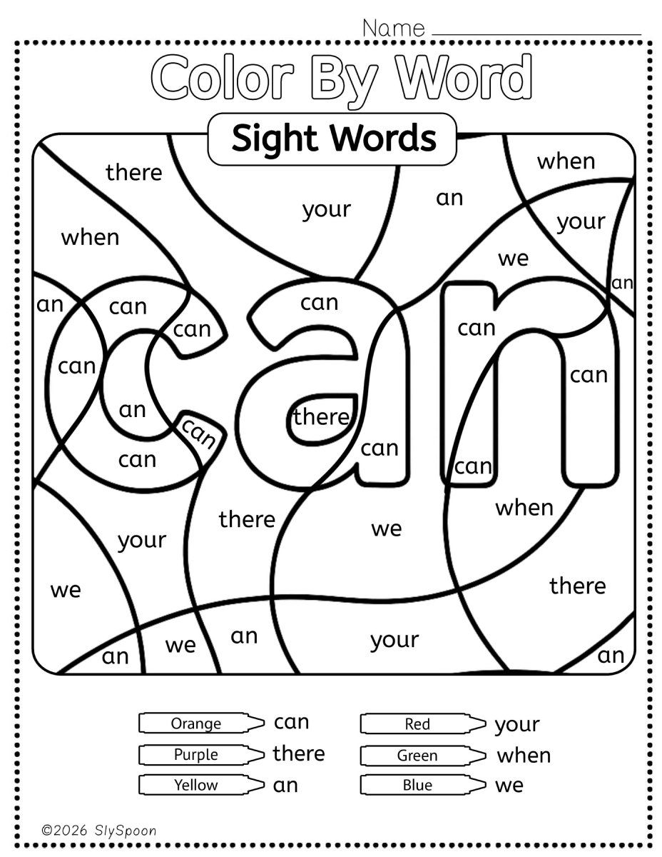 Free Printable Can Sight Word Worksheets For Kindergarten First Grade Sly Spoon Free Printable Can Sight Word Worksheets For Kindergarten First Grade Sly Spoon