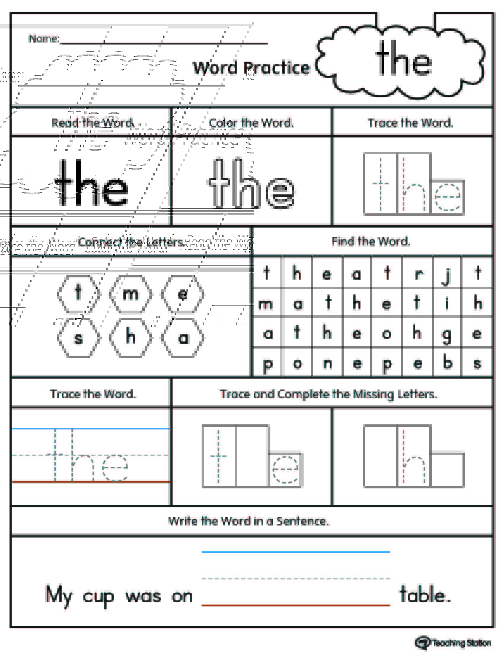 FREE Sight Word The Printable Worksheet MyTeachingStation
