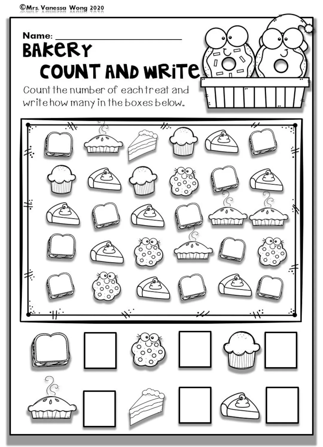 Kindergarten Math Worksheets Numbers 1 10 Counting Etsy