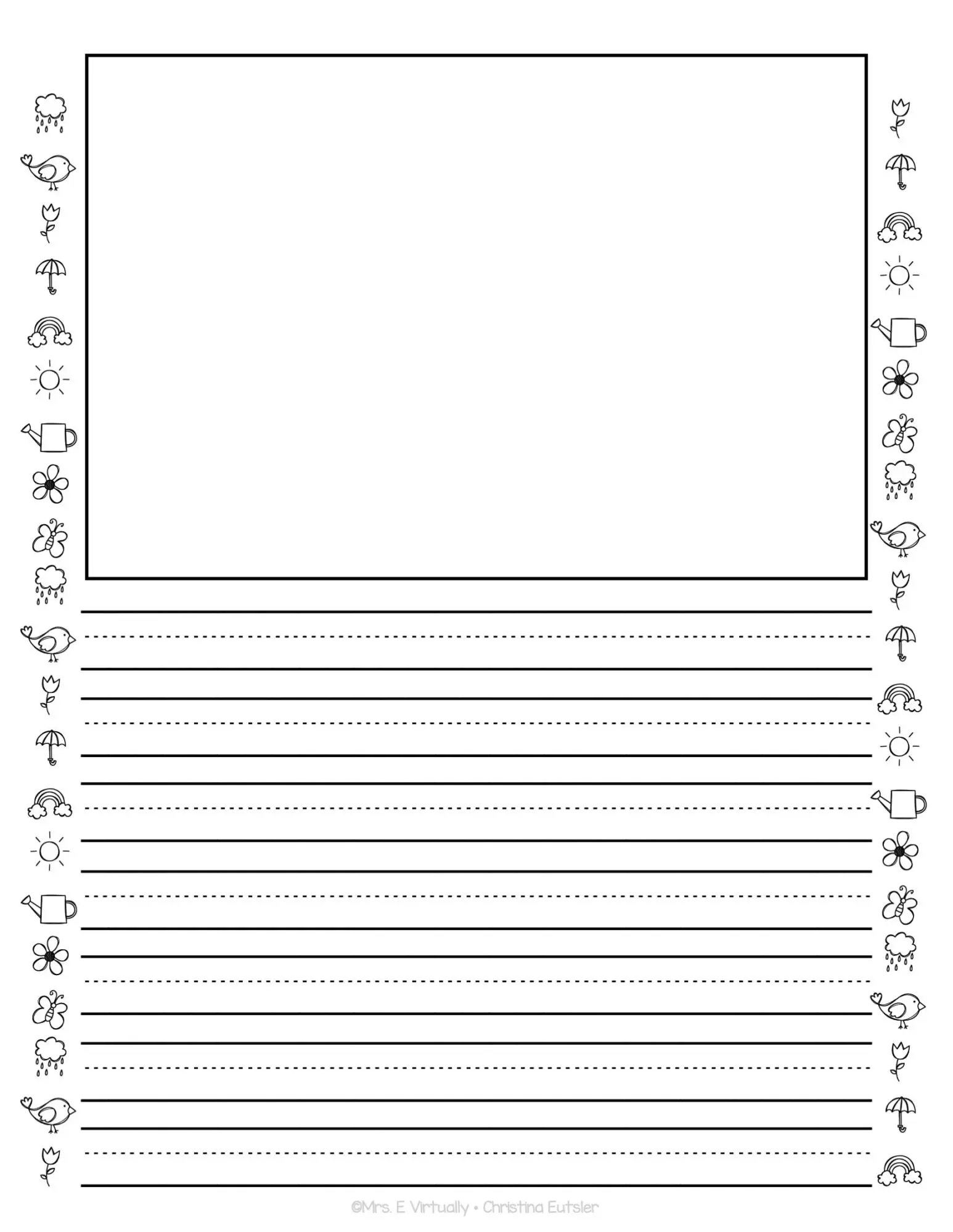 primary writing paper with lines