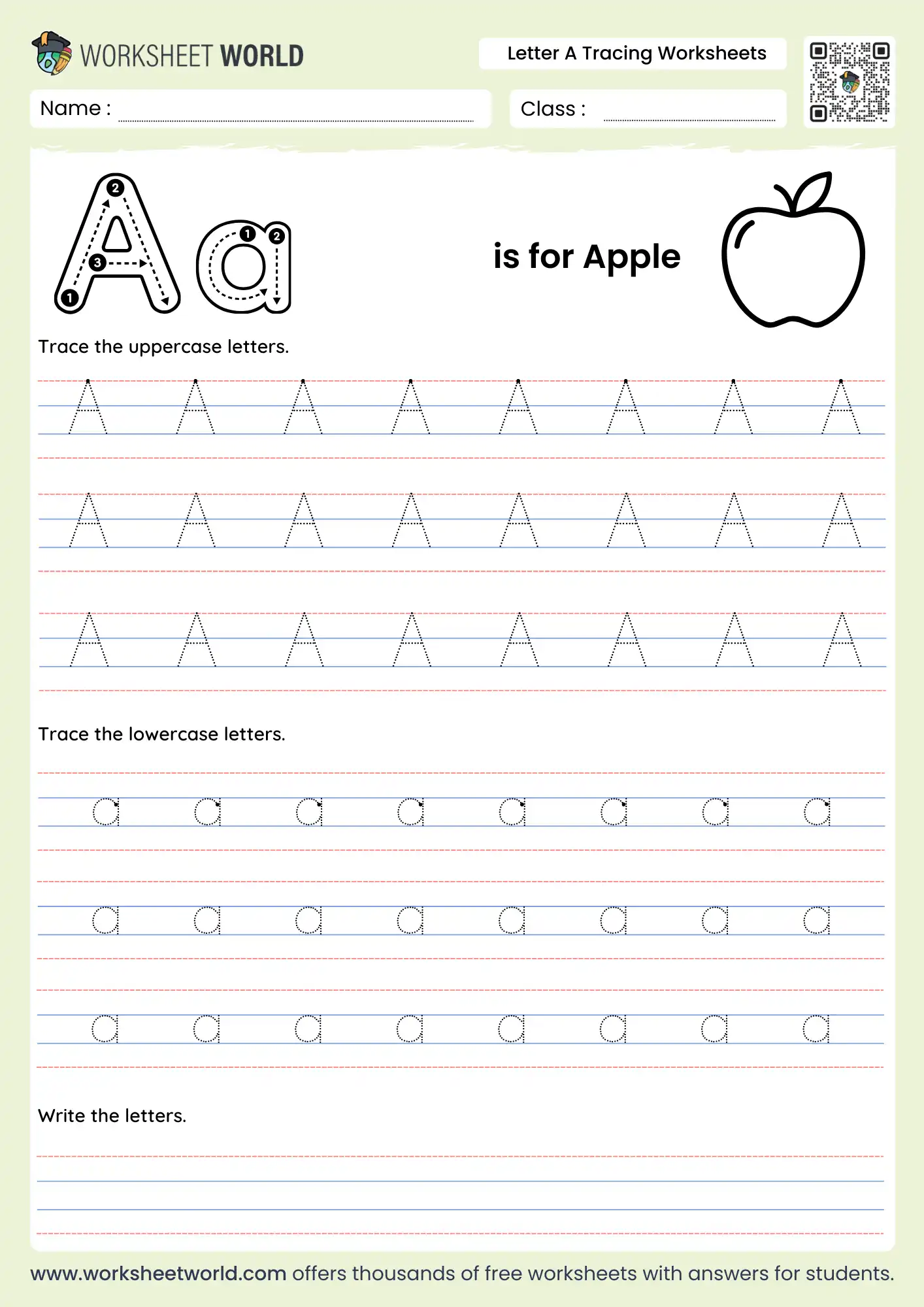 Letter A Tracing Worksheets For Preschool Free Capital And Small Letter PDF Worksheet World