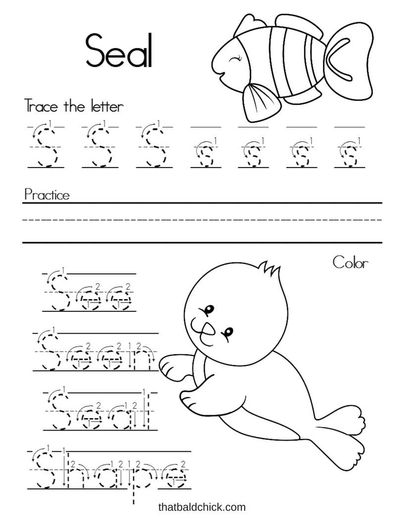 Letter S Alphabet Writing Practice That Bald Chick