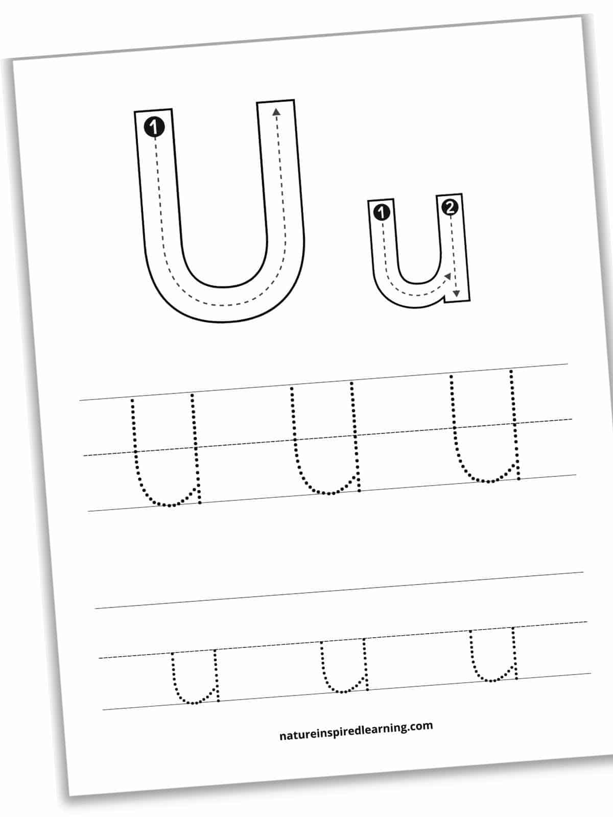 Letter U Tracing Worksheets Nature Inspired Learning Letter U Tracing Worksheets Nature Inspired Learning
