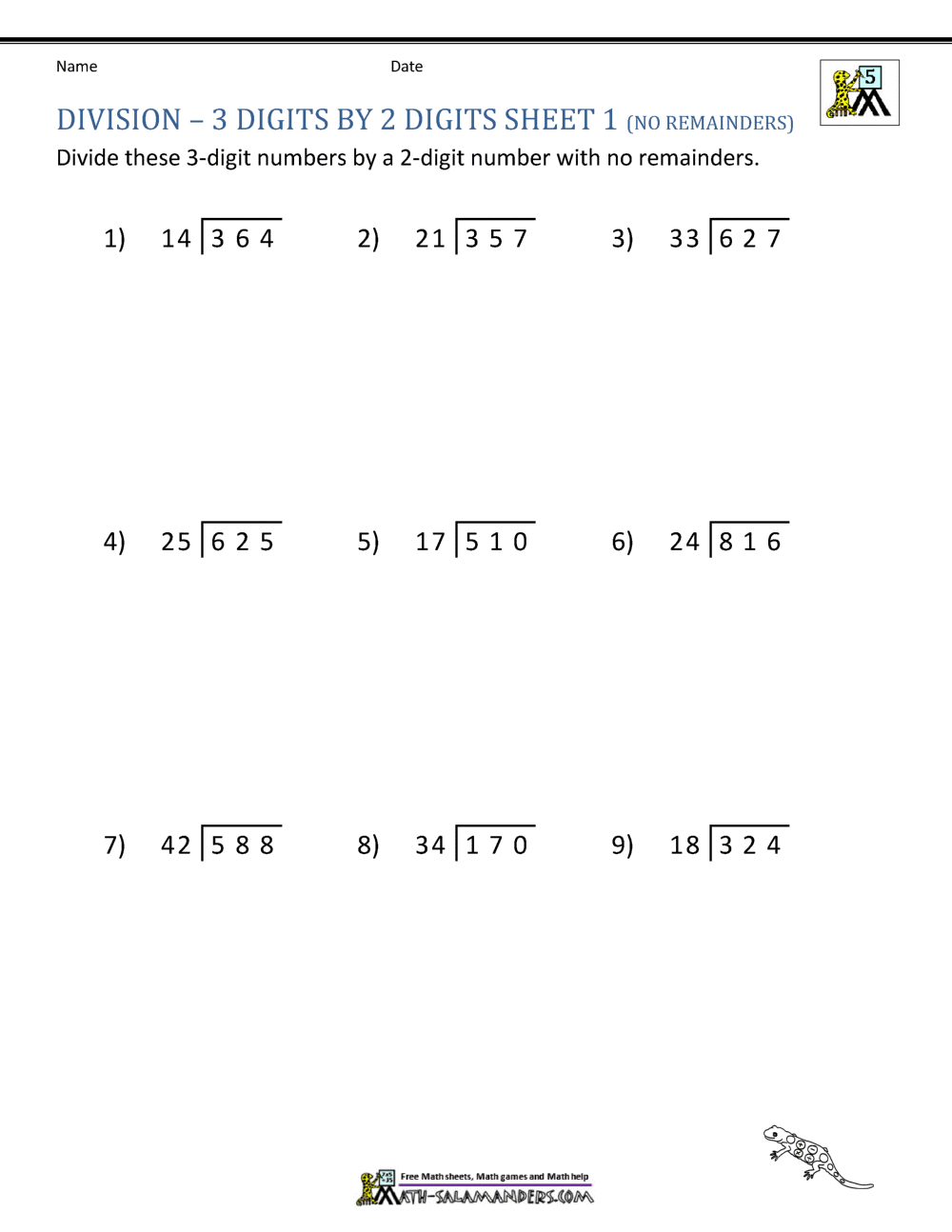 Division Problems For 5th Graders