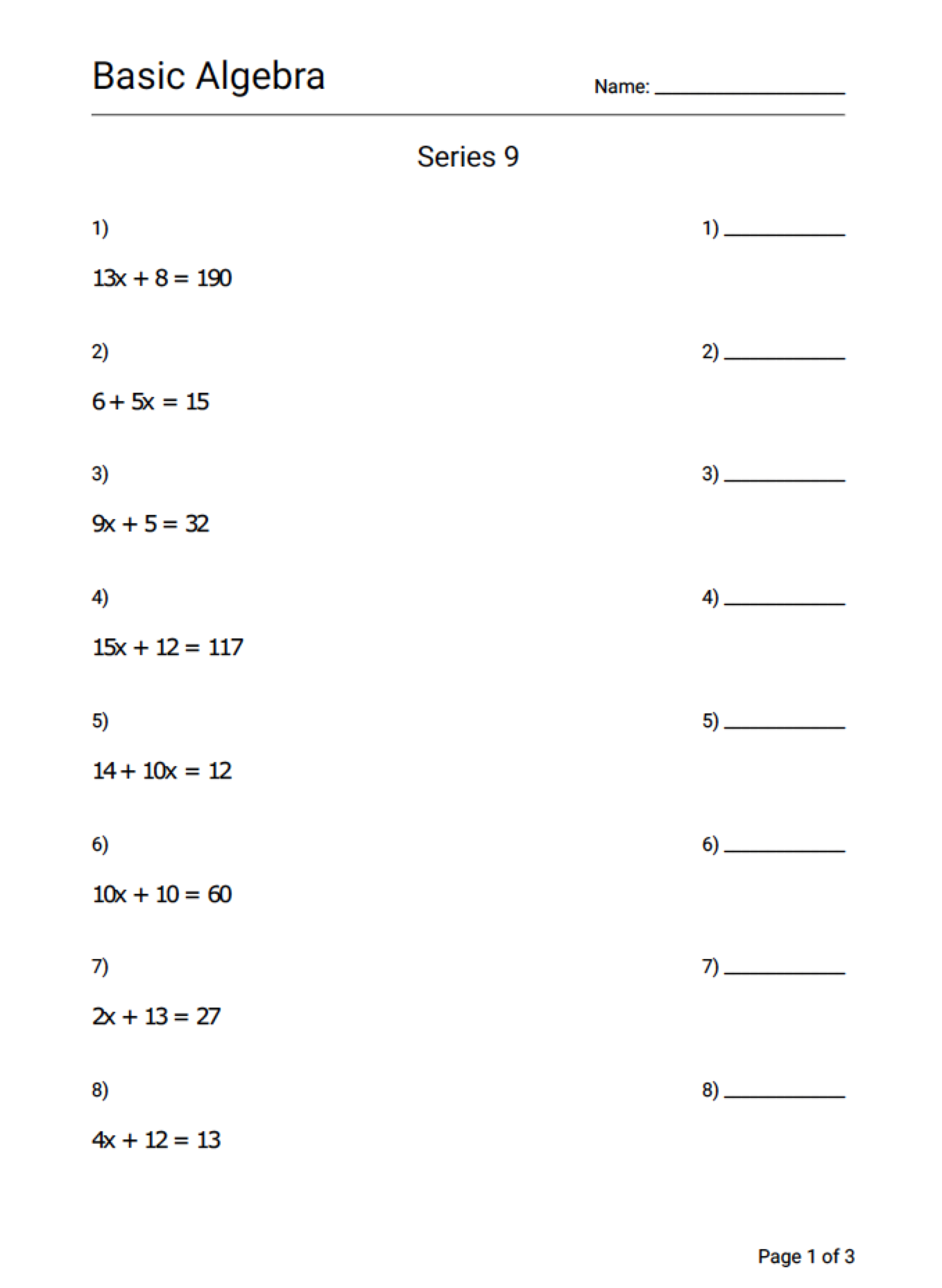 9th grade math problems