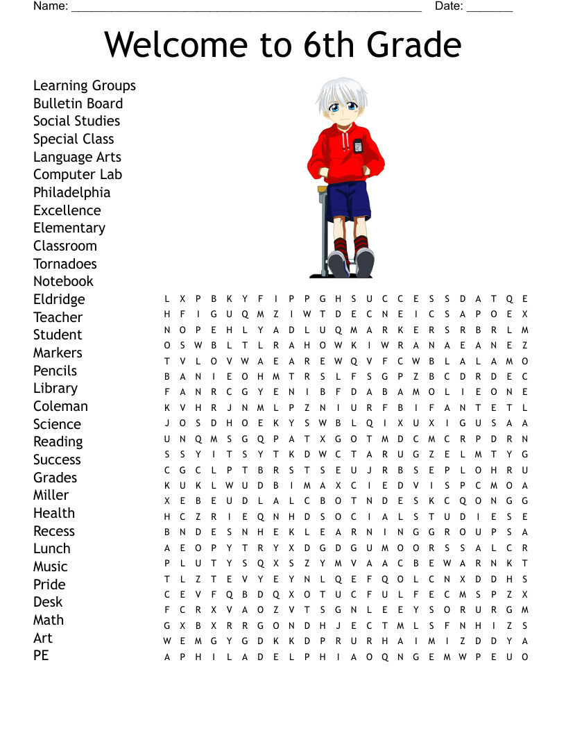 Middle School Word Search WordMint