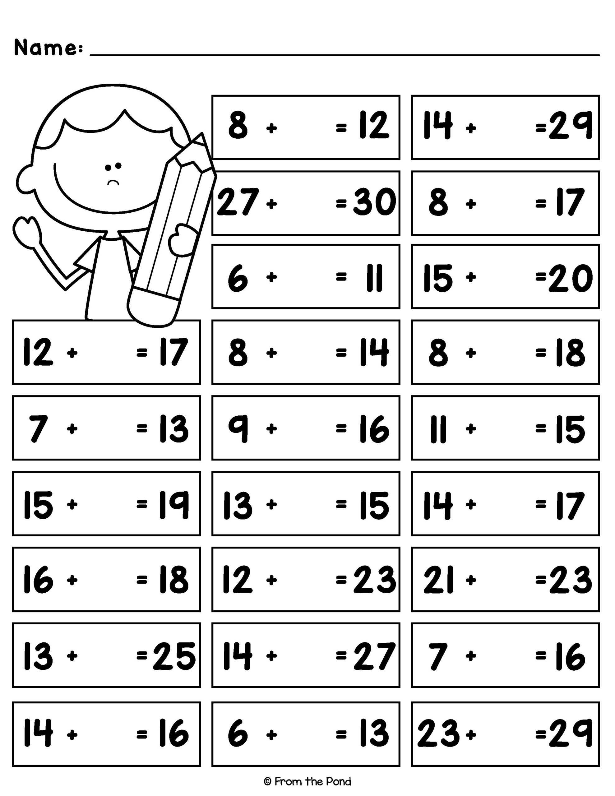 Missing Addends Worksheets Numbers To 30 Addition Worksheets Worksheets Library
