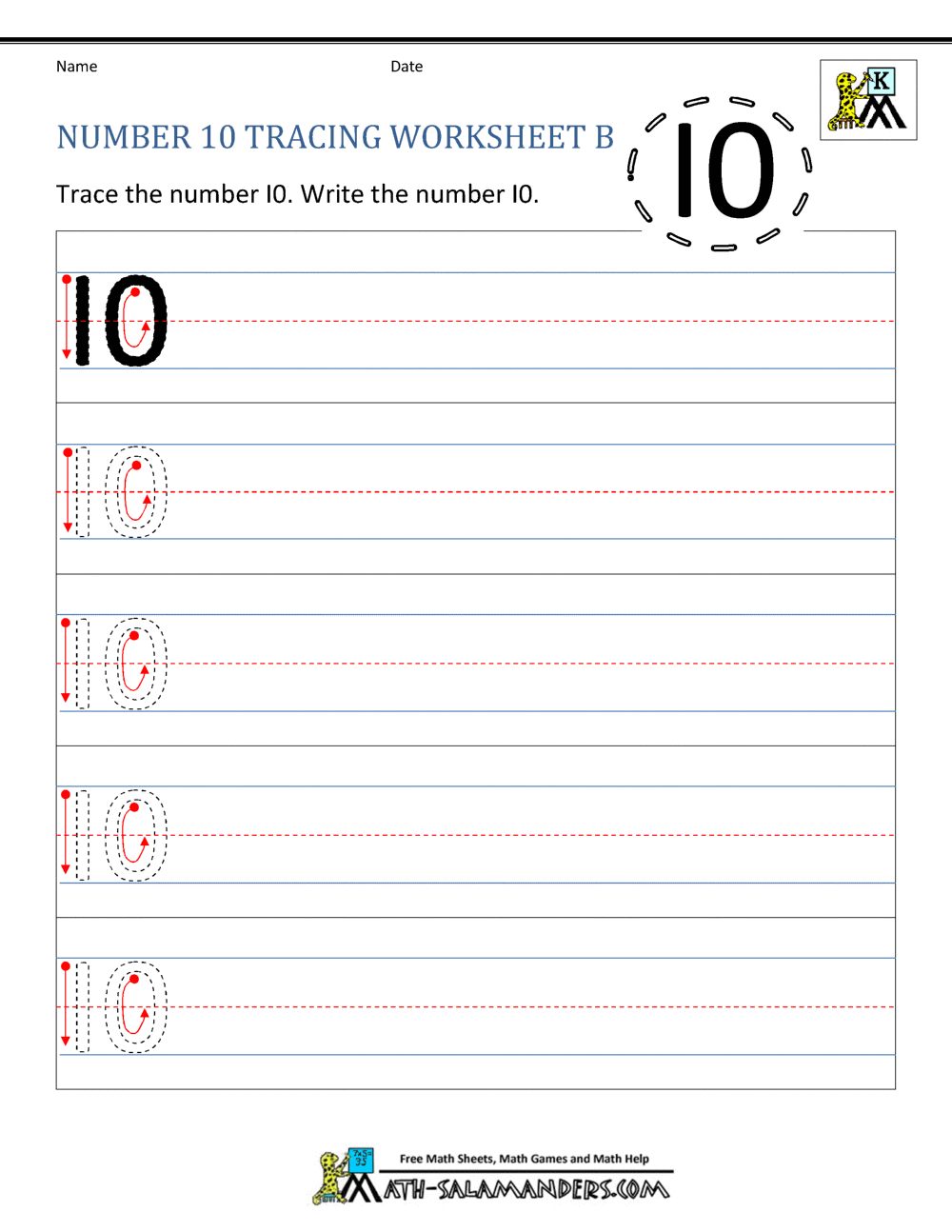 Number 10 Worksheets For Preschool