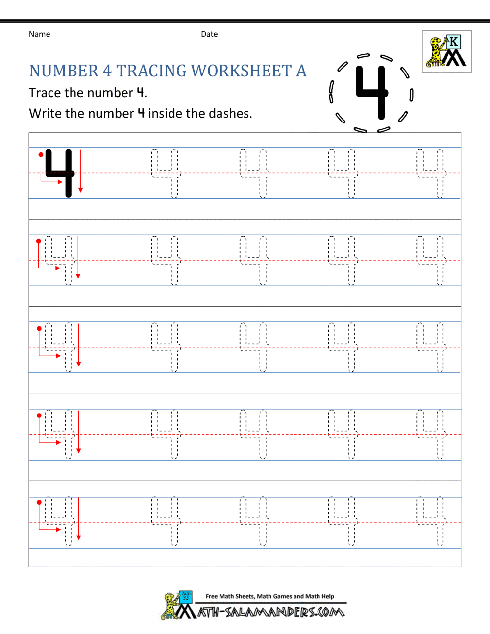 Number 4 Worksheets For Preschool