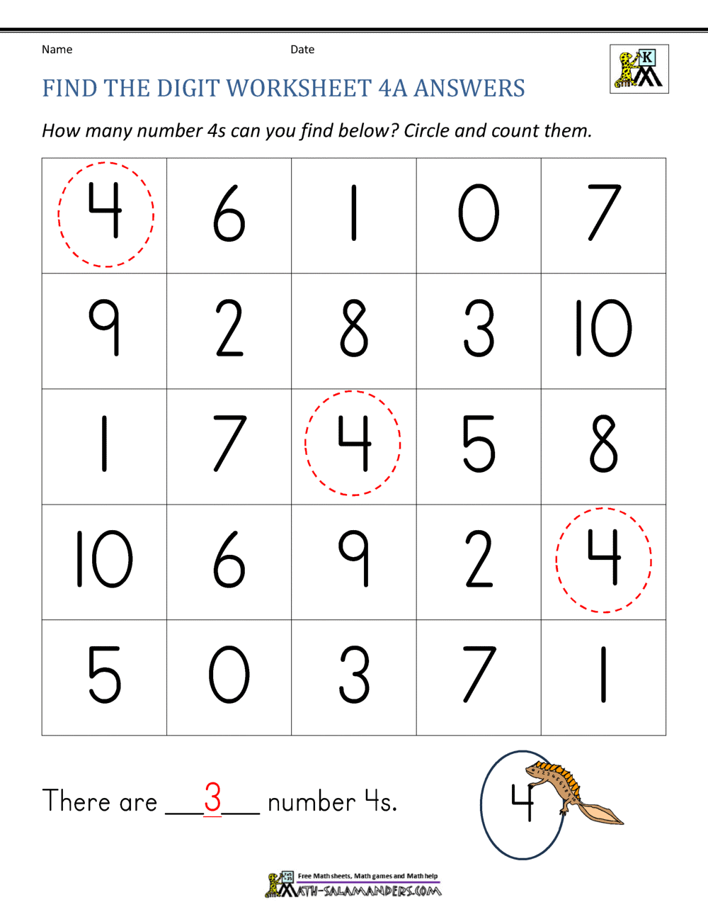 Number 4 Worksheets For Preschool