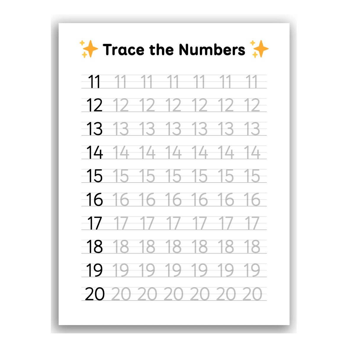 Number Tracing Worksheets 1 20 Free PDFs