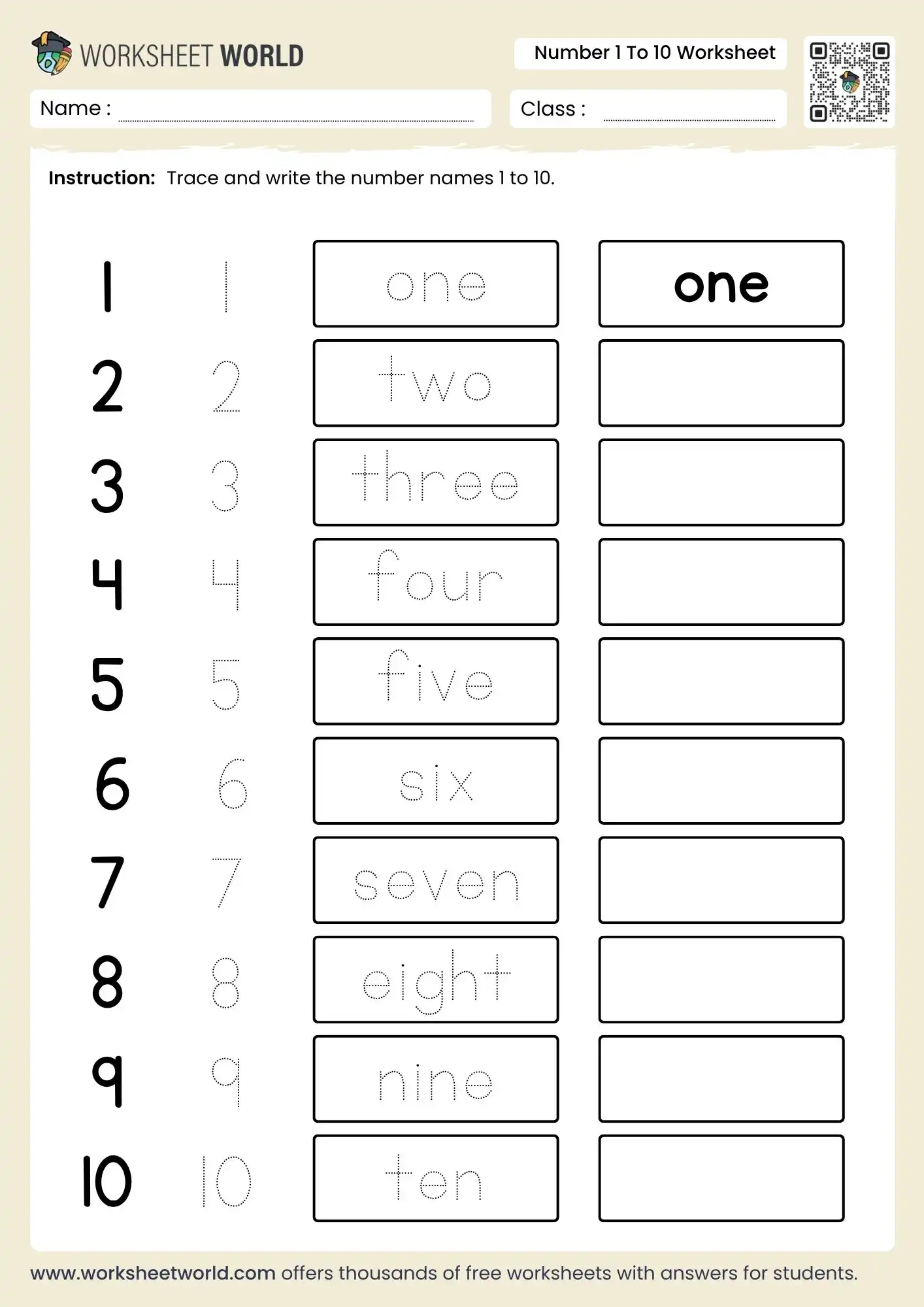 Numbers 1 10 Worksheets Free PDF For Kids Worksheet World