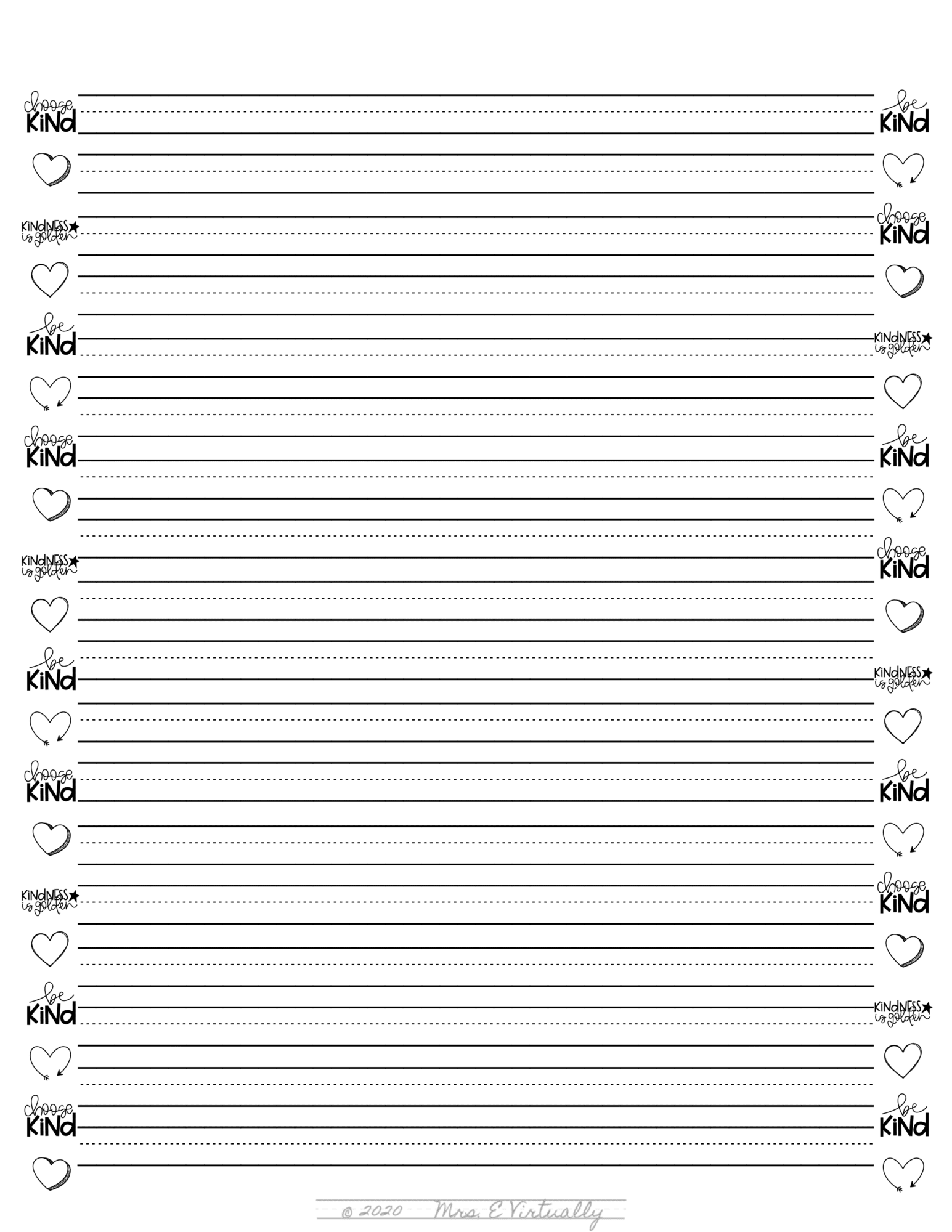 Printable Primary Lined Writing Paper All Seasons Themes