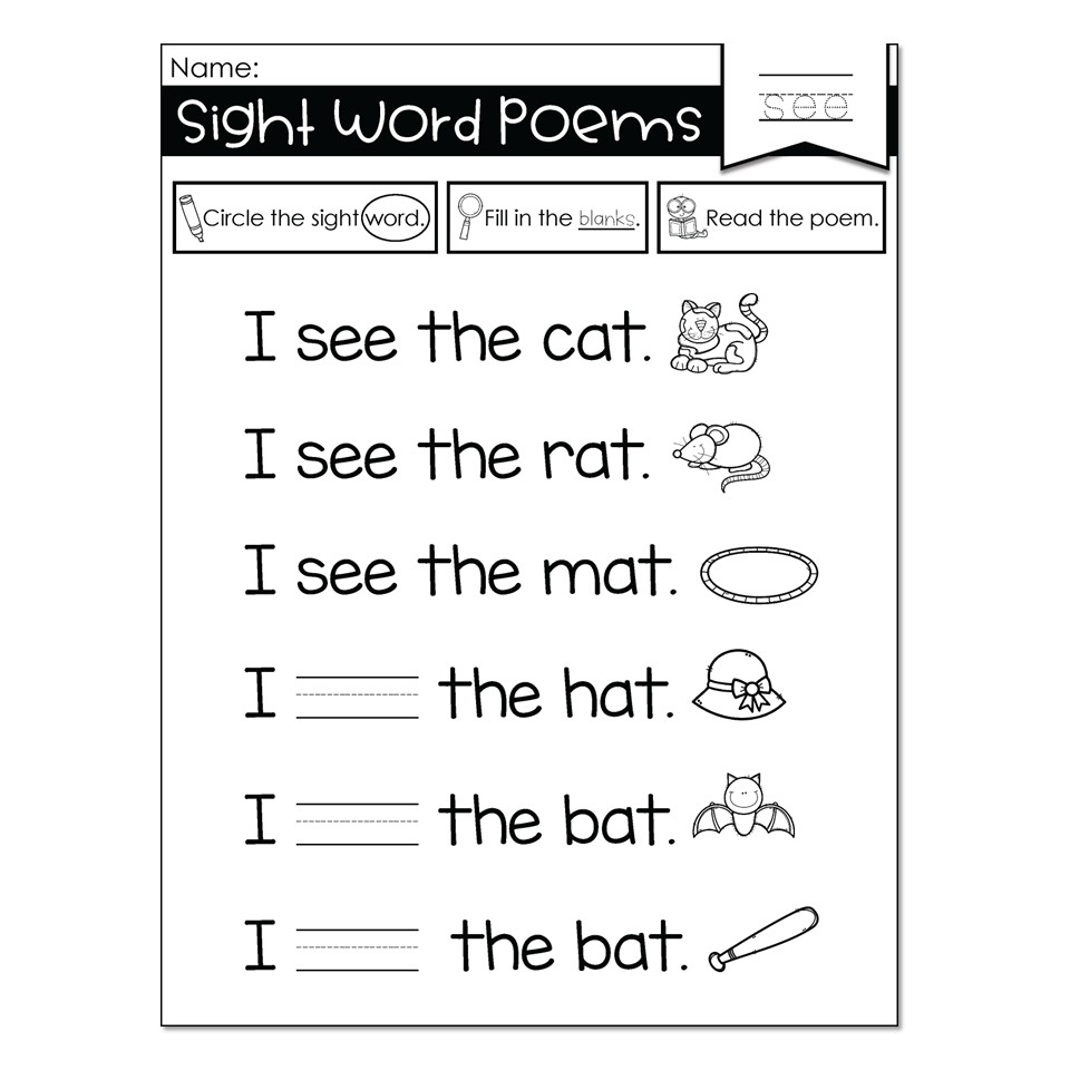 Sight Word Poems See Lucky Little Learners