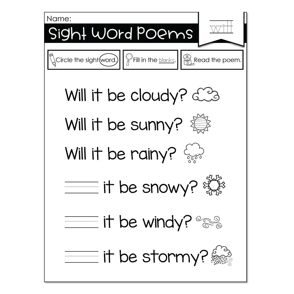 Sight Word Poems Will Lucky Little Learners