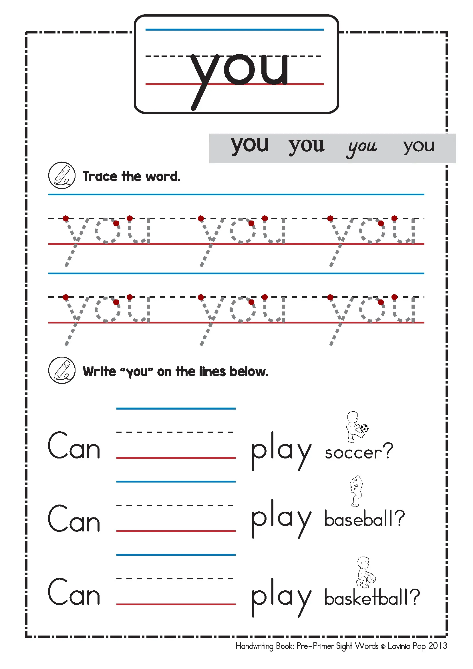 sight word you worksheet sight word you worksheet