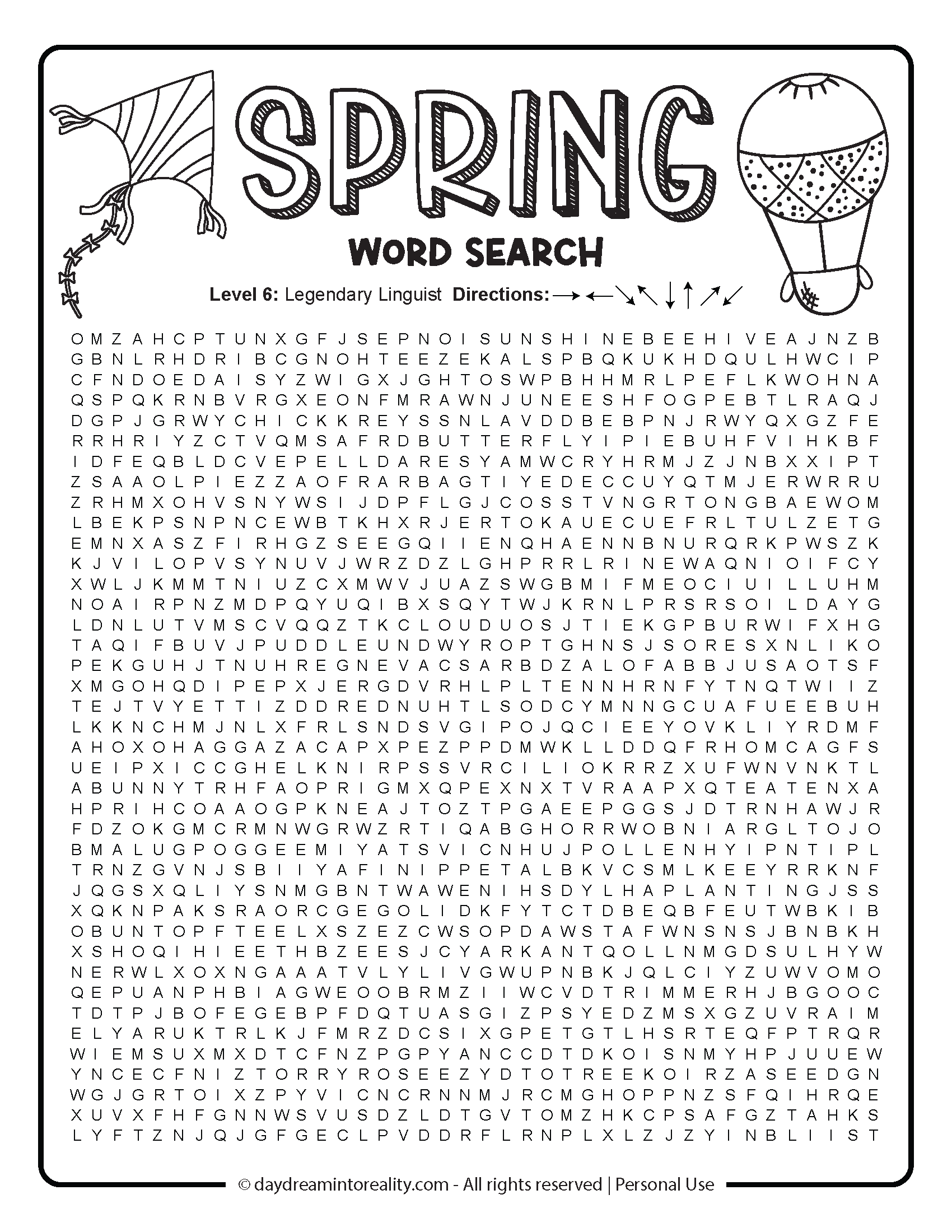Spring Word Search Free PDF Printables 6 Levels Of Difficulty Daydream Into Reality