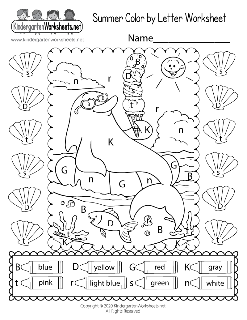Summer Color By Letter Worksheet Free Printable PDF