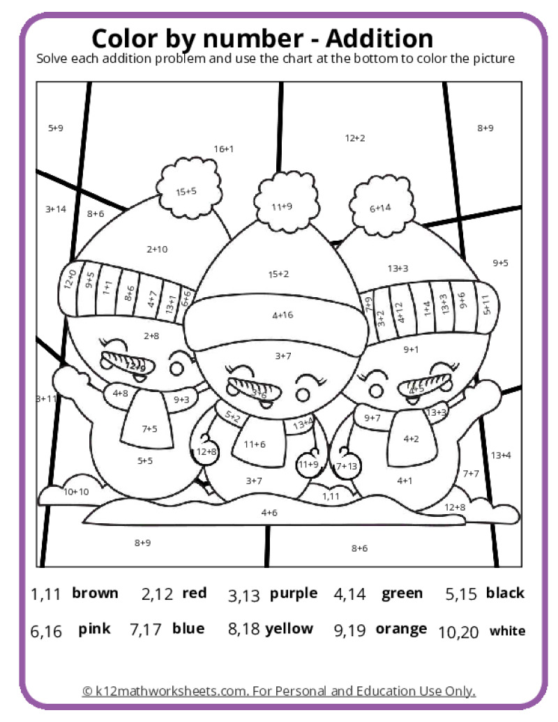 winter math activity sheets