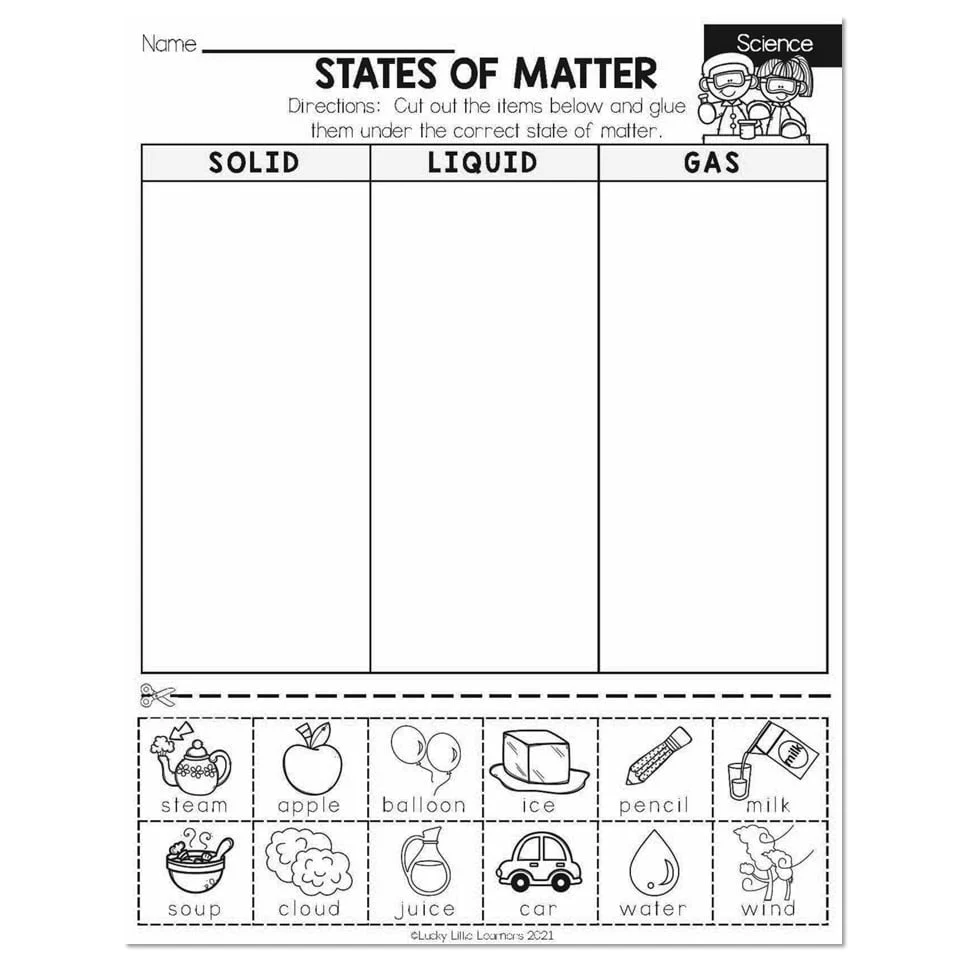 Winter Early Finishers 2nd Grade Science States Of Matter Lucky Little Learners